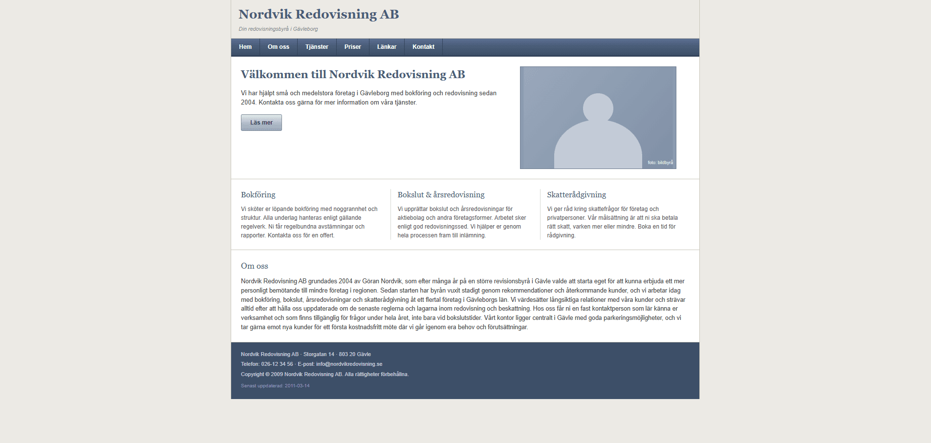 Nordvik Redovisnings tidigare, daterade hemsida